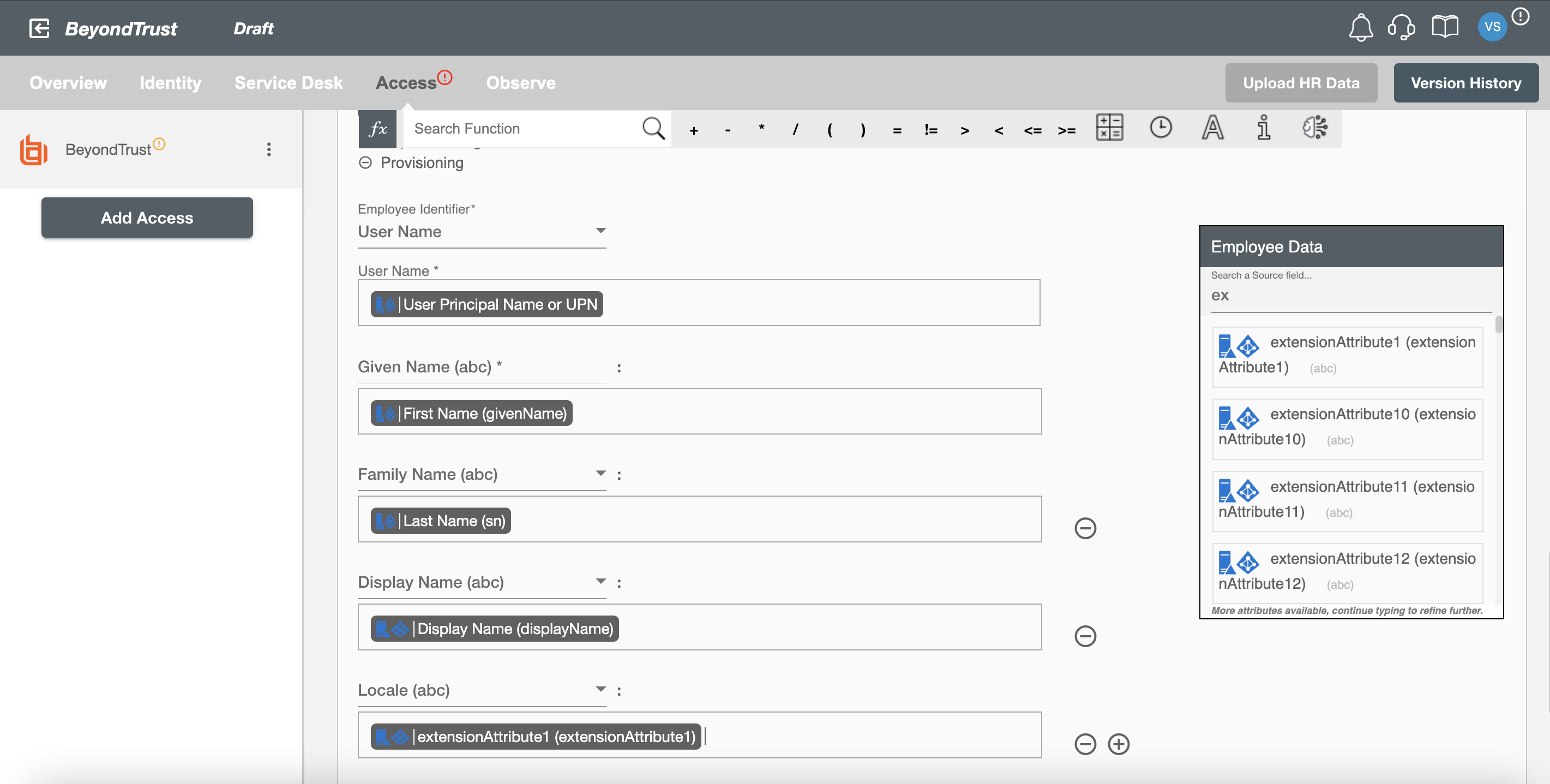 BeyondTrust Form Attributes