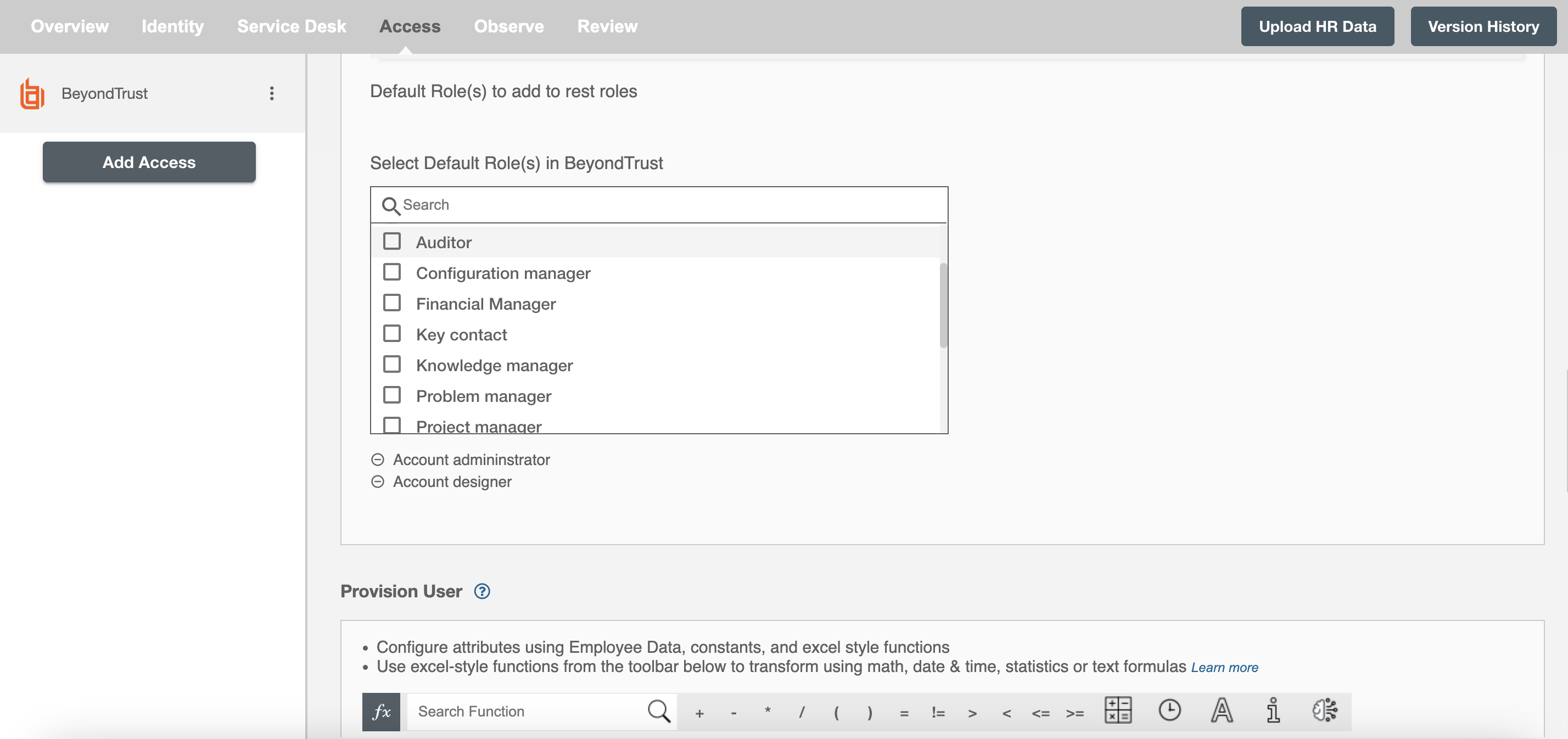 BeyondTrust ScimManager Default Roles