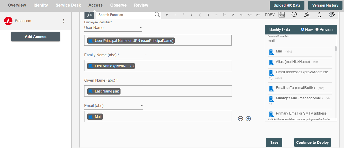 Broadcom Form Attributes