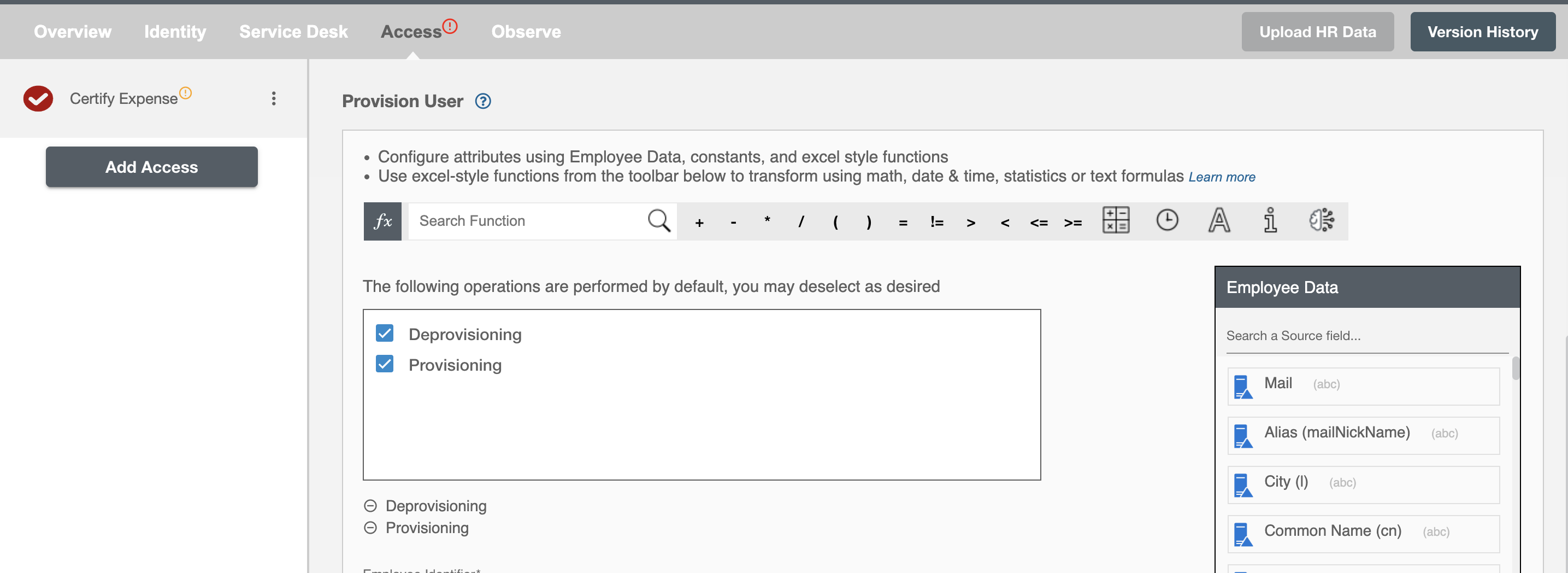 CertifyExpense Form Operations