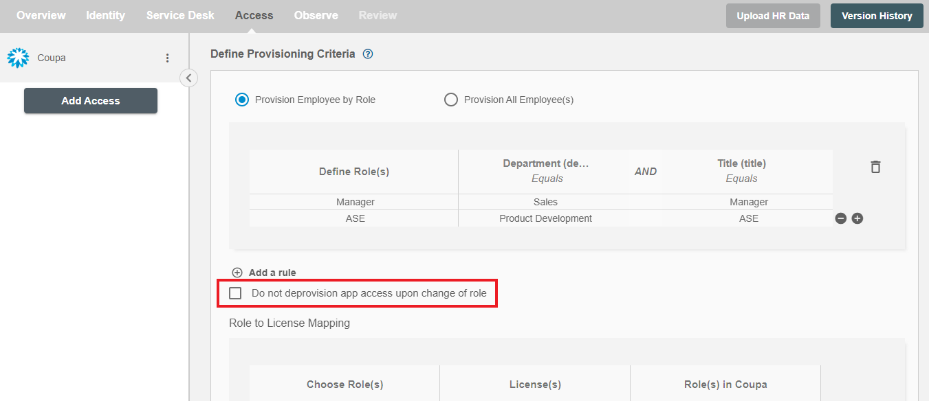 Coupa ScimManager checkbox