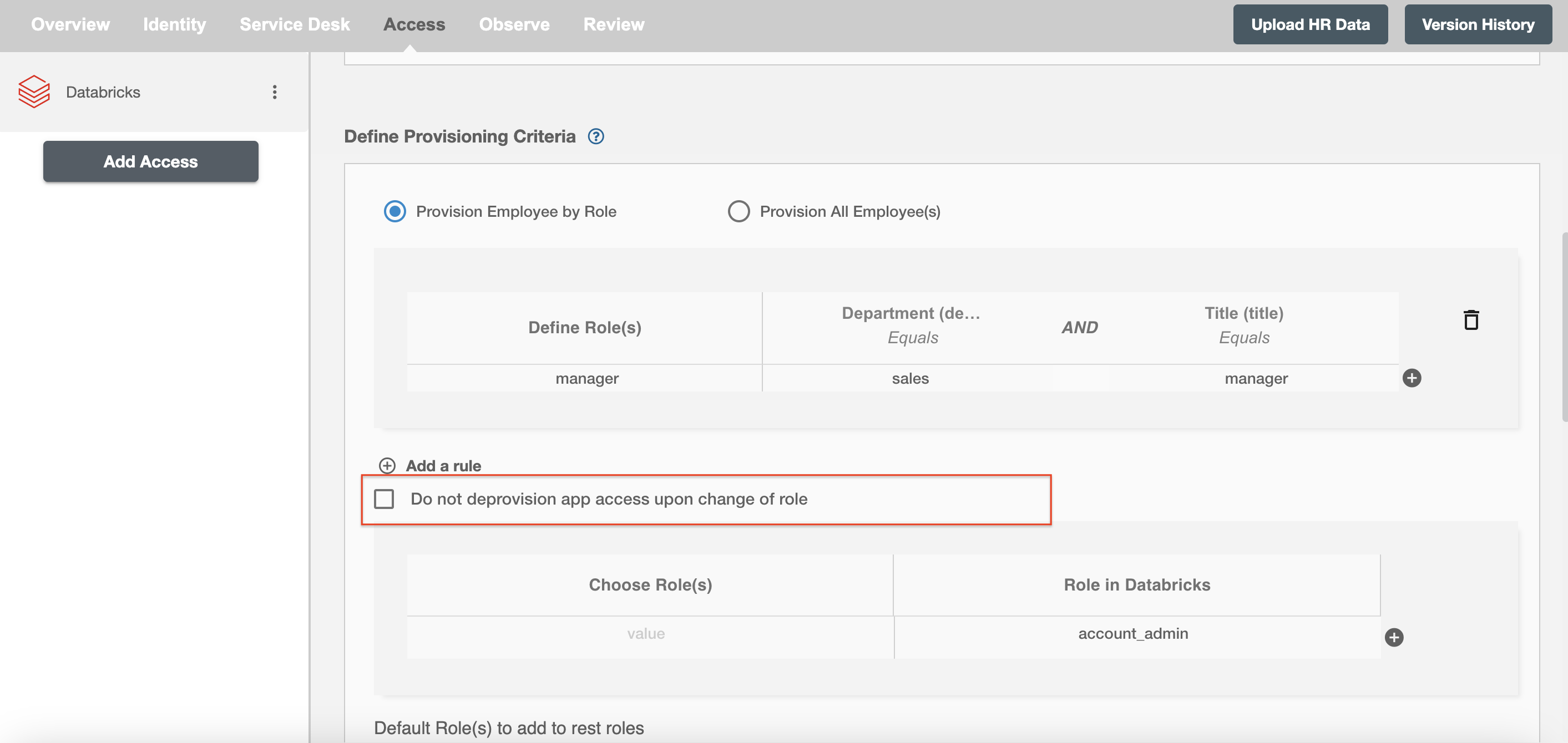 Databricks ScimManager checkbox