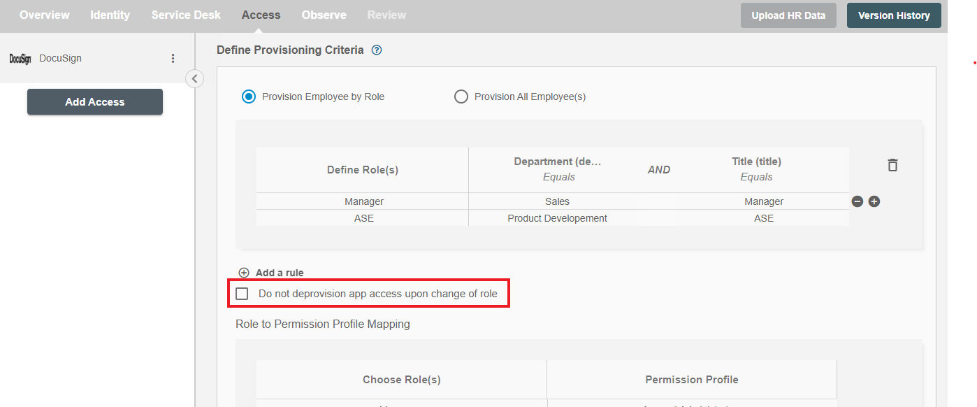 DocuSign ScimManager checkbox