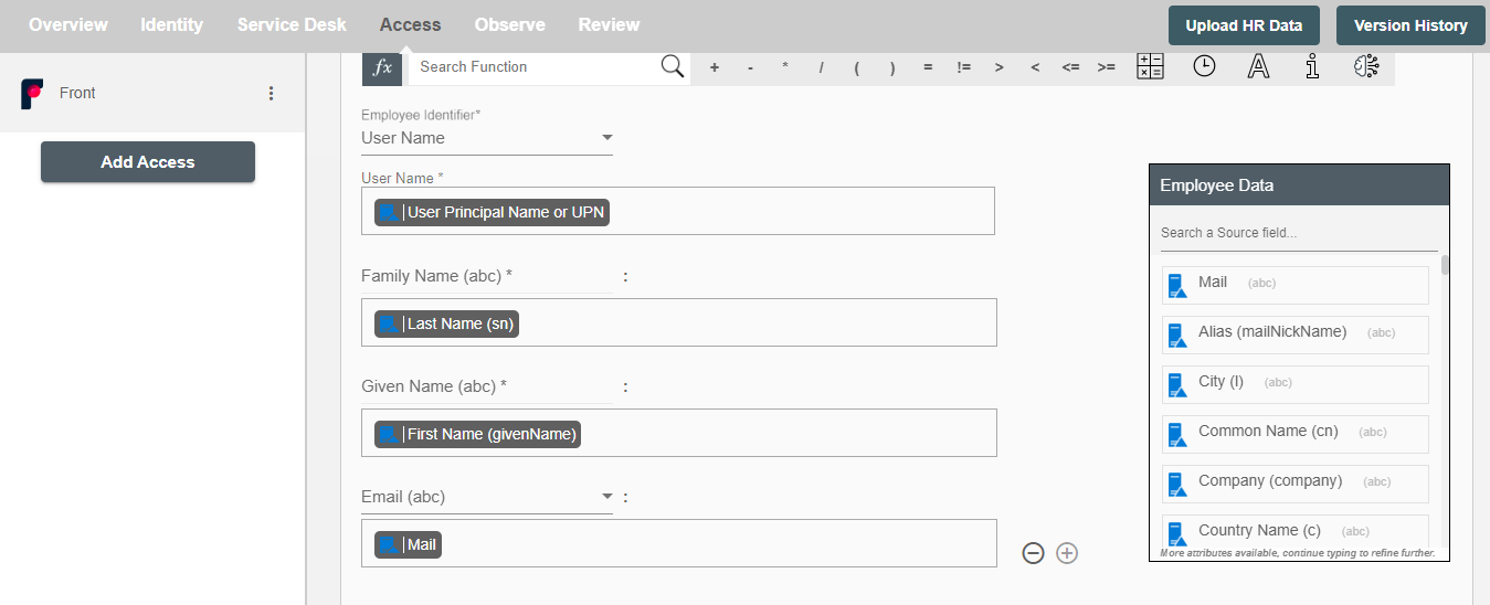 Front Form Attributes