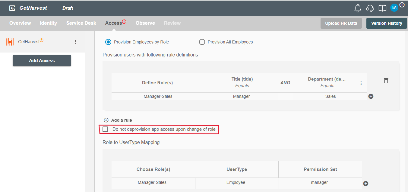 GetHarvest ScimManager checkbox