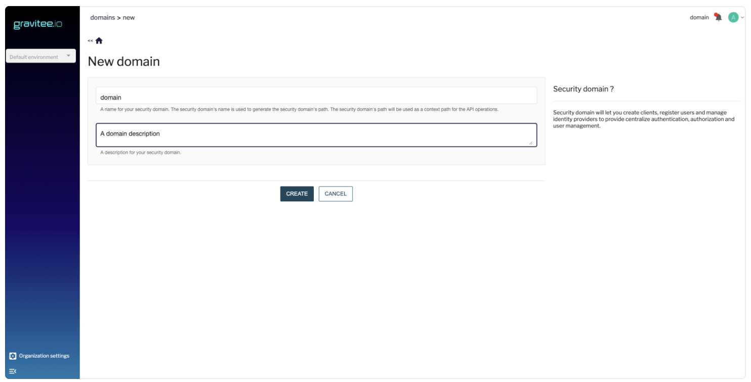 Gravitee define domain