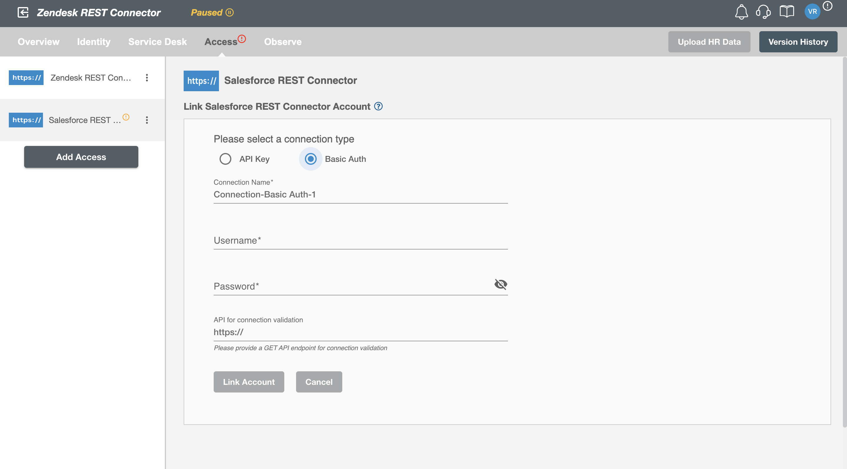 REST Connector Basic Authentication