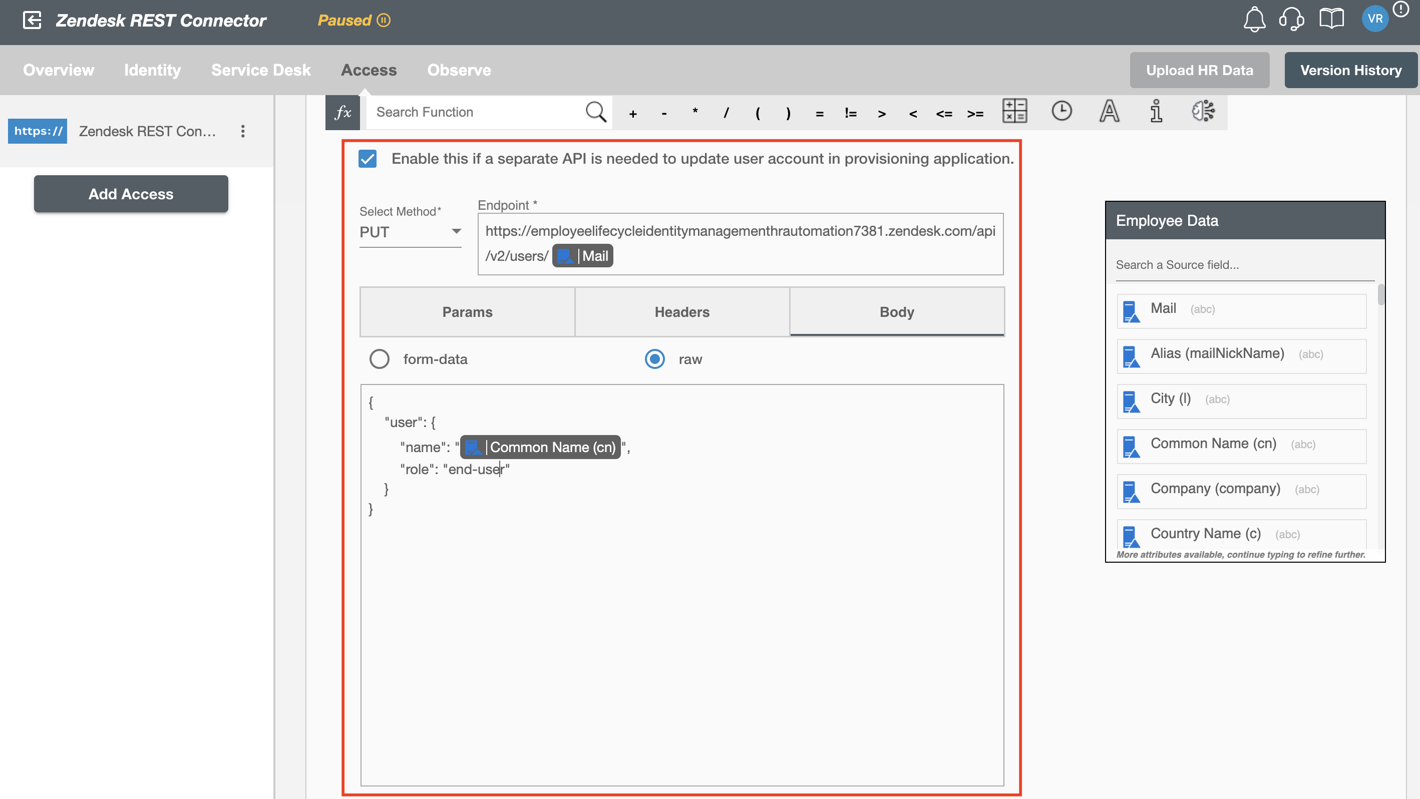 HTTP REST Connector Request Body Form Data