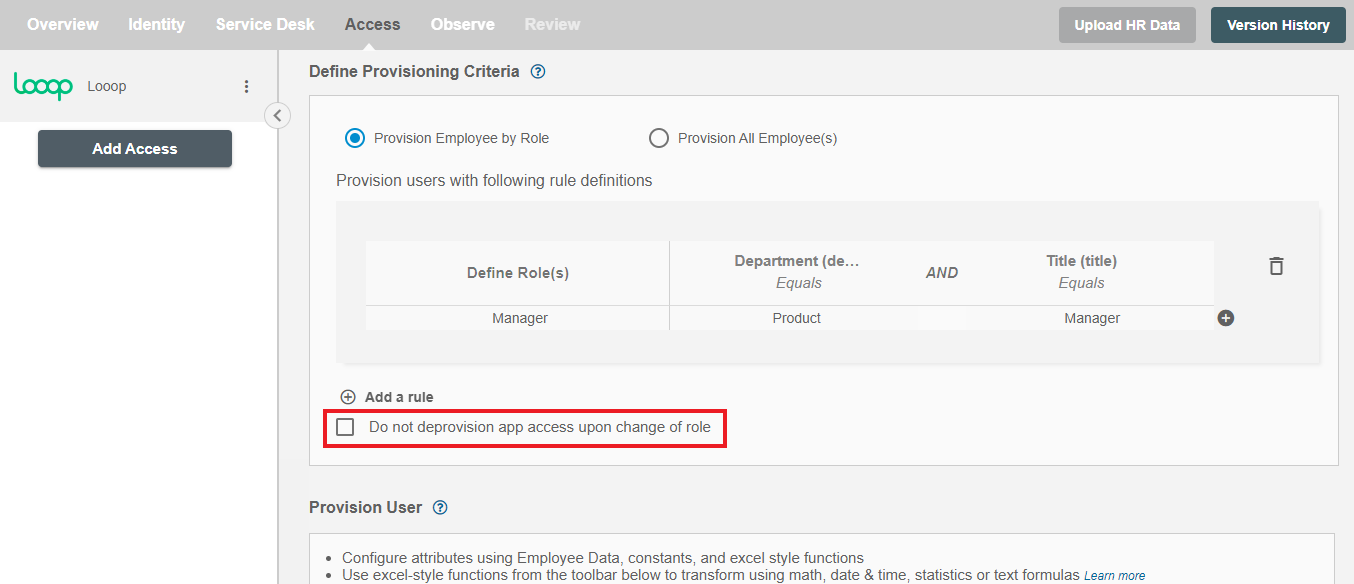 Looop ScimManager checkbox