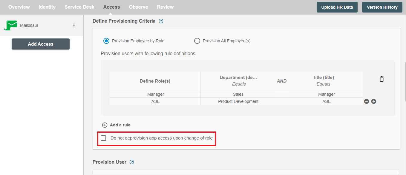 Mailosaur ScimManager checkbox