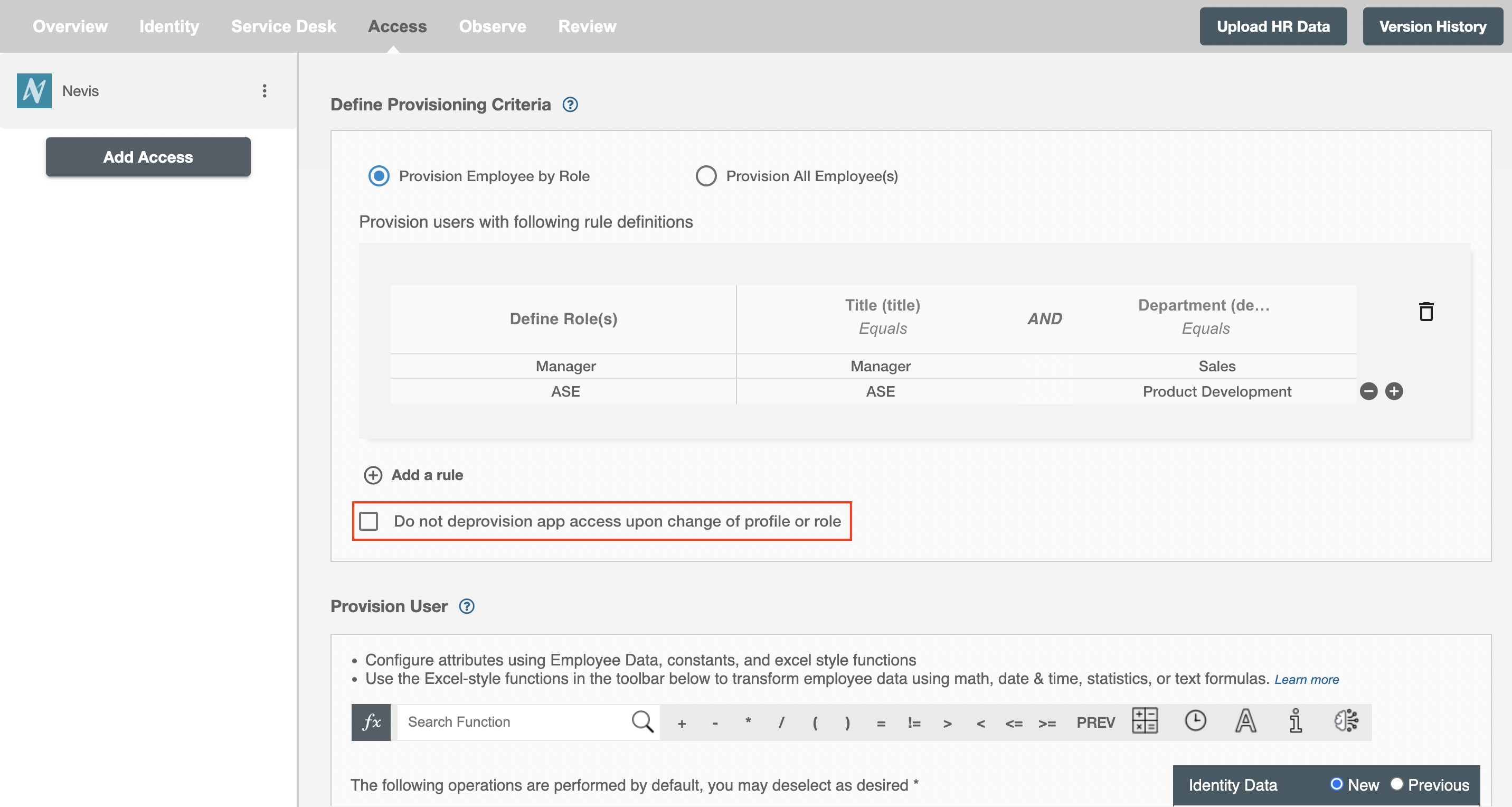 Nevis ScimManager checkbox