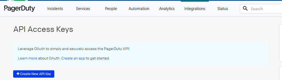Add API Key in PagerDuty