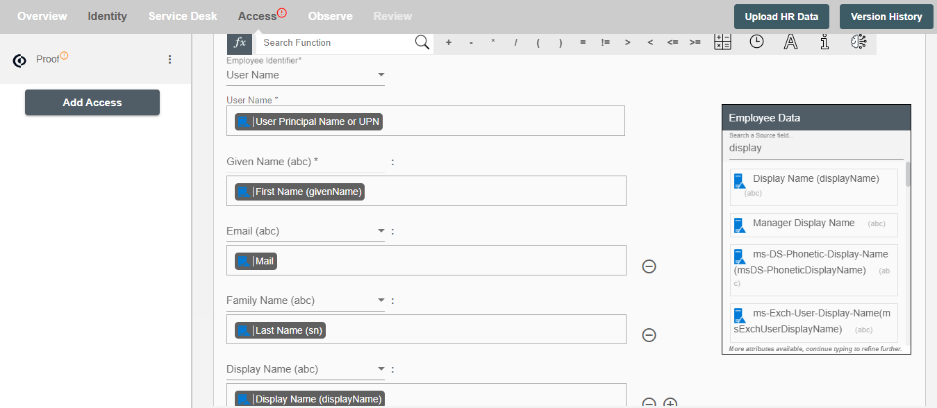 Proof Form Attributes