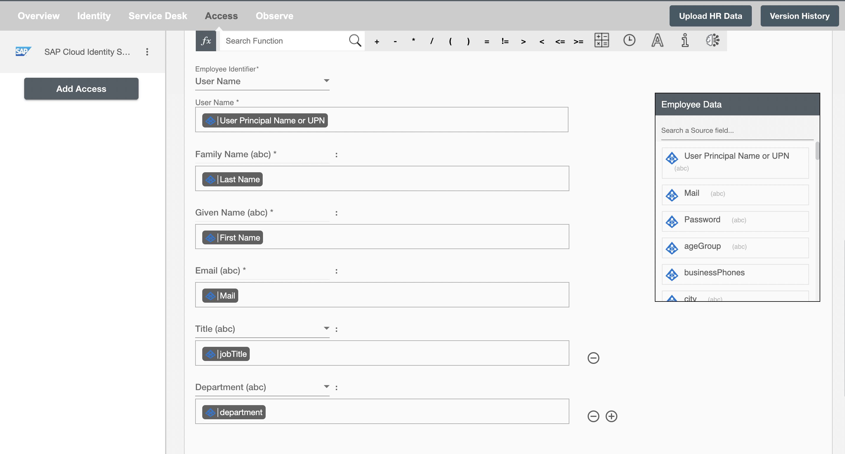 SAP Cloud Identity Services Form Attributes