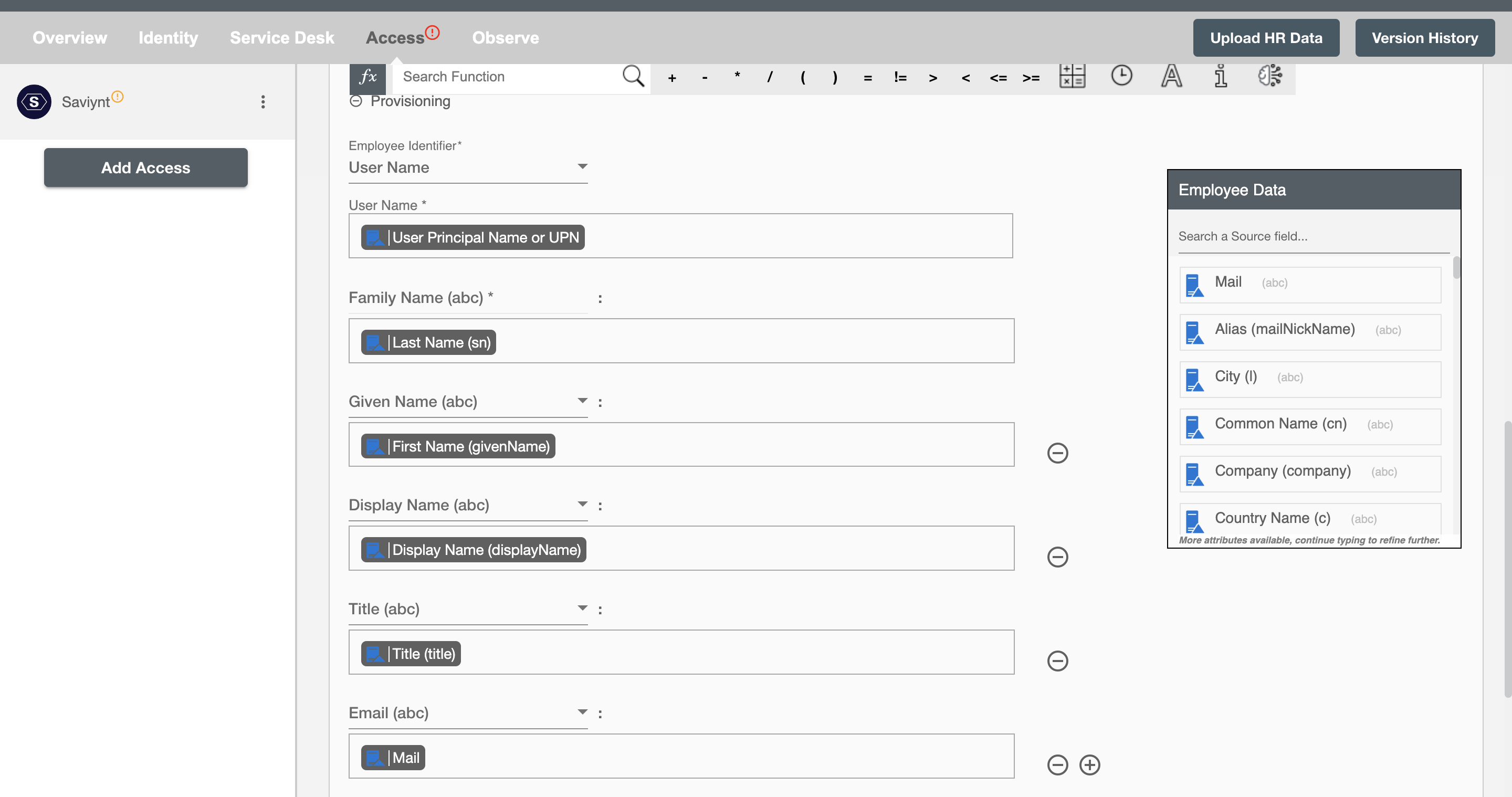 Saviynt Form Attributes