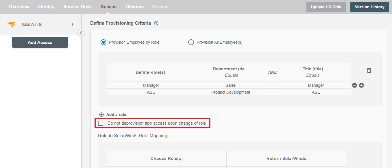 SolarWinds ScimManager checkbox