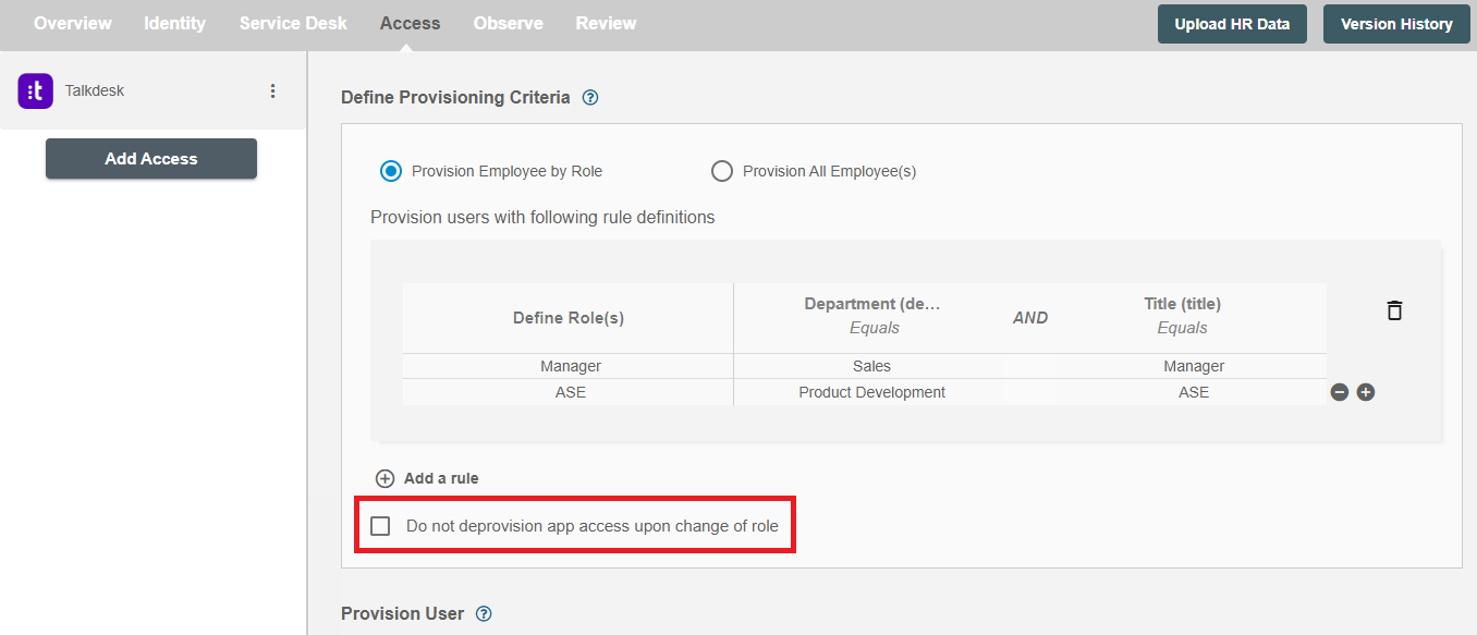 Talkdesk ScimManager checkbox