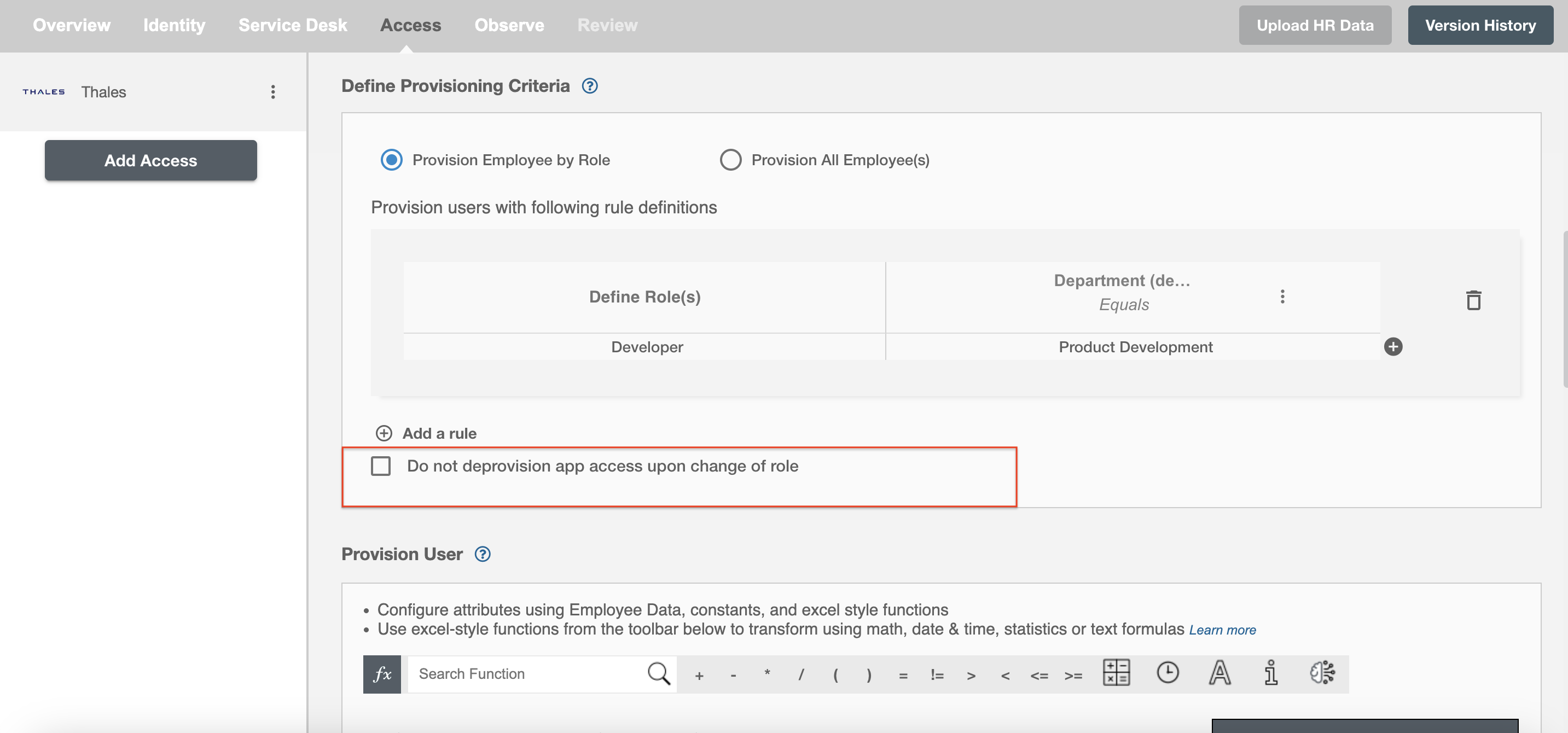 Thales ScimManager checkbox