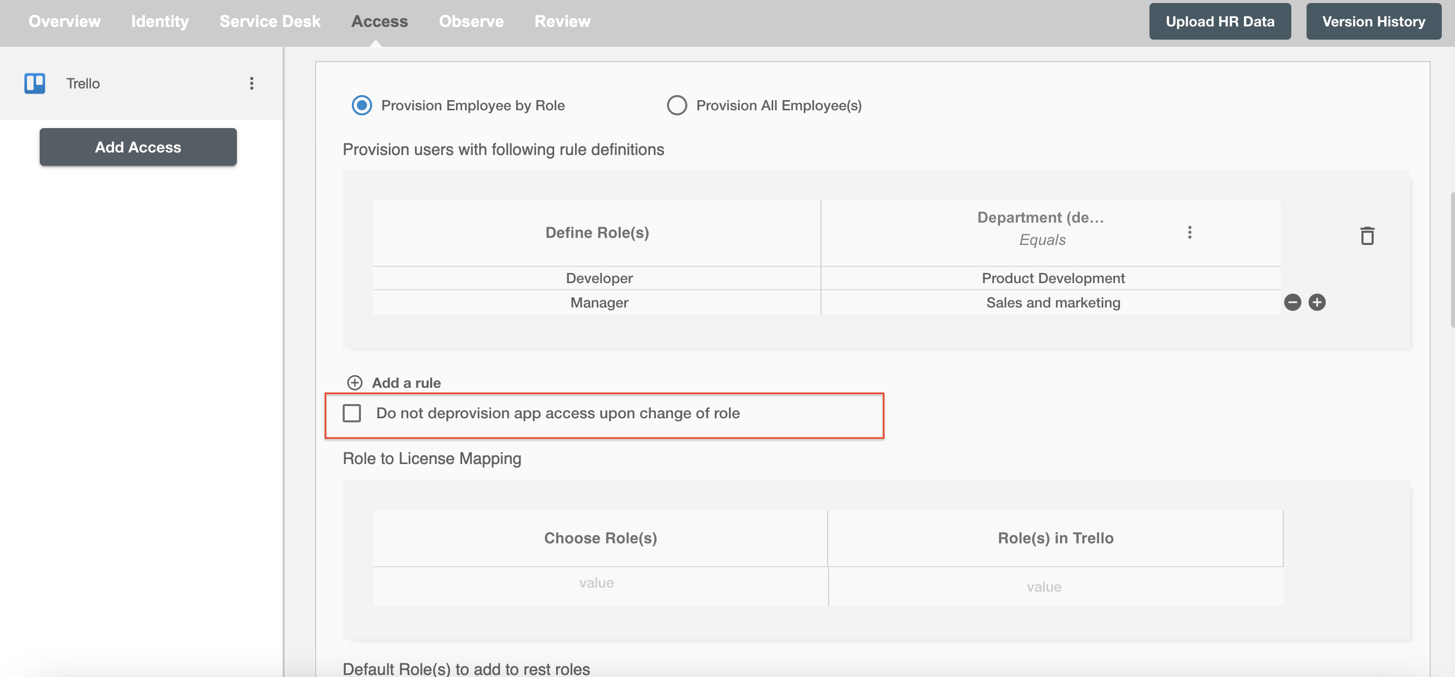 Trello ScimManager checkbox