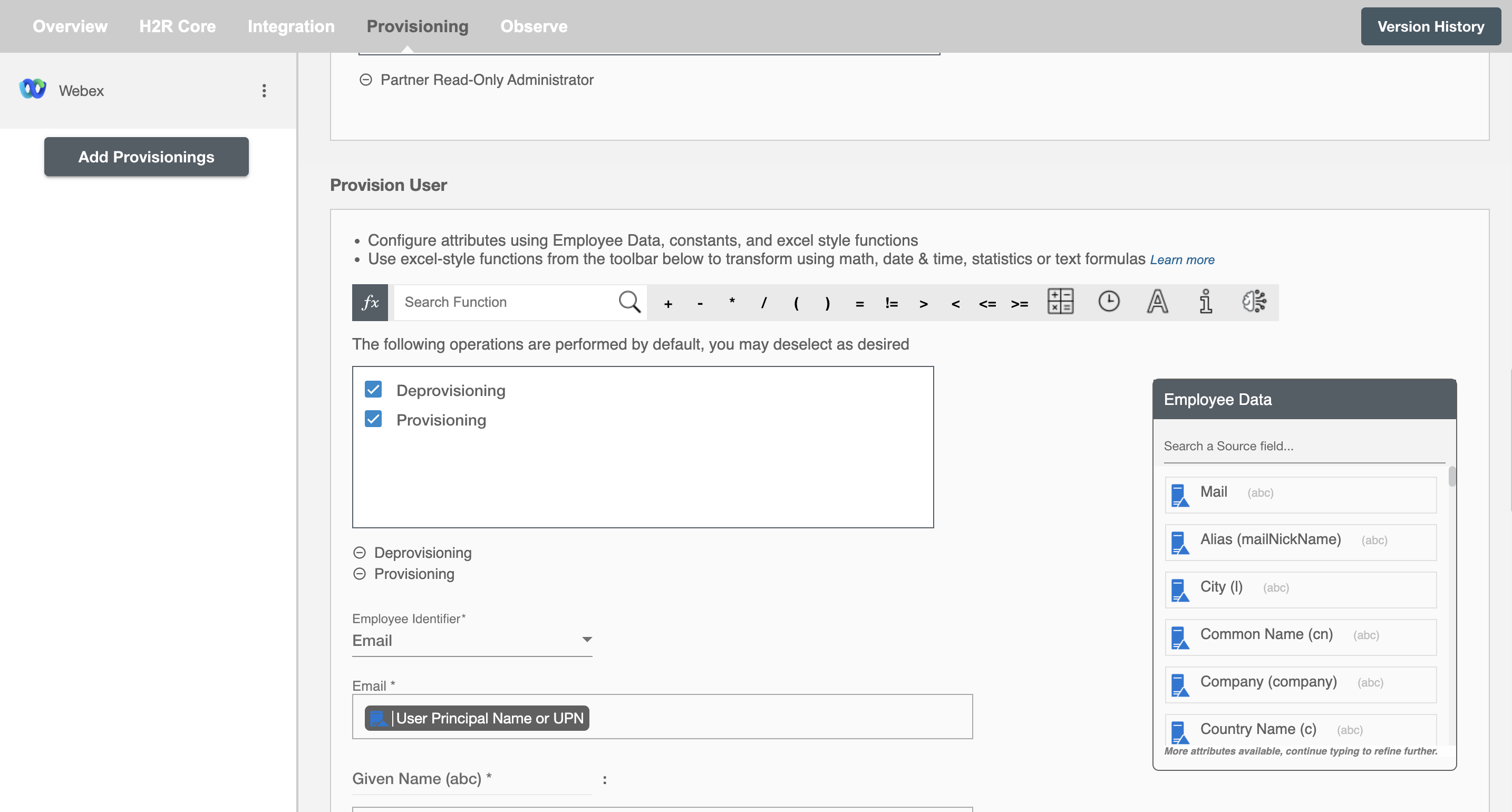 Webex Form Operations