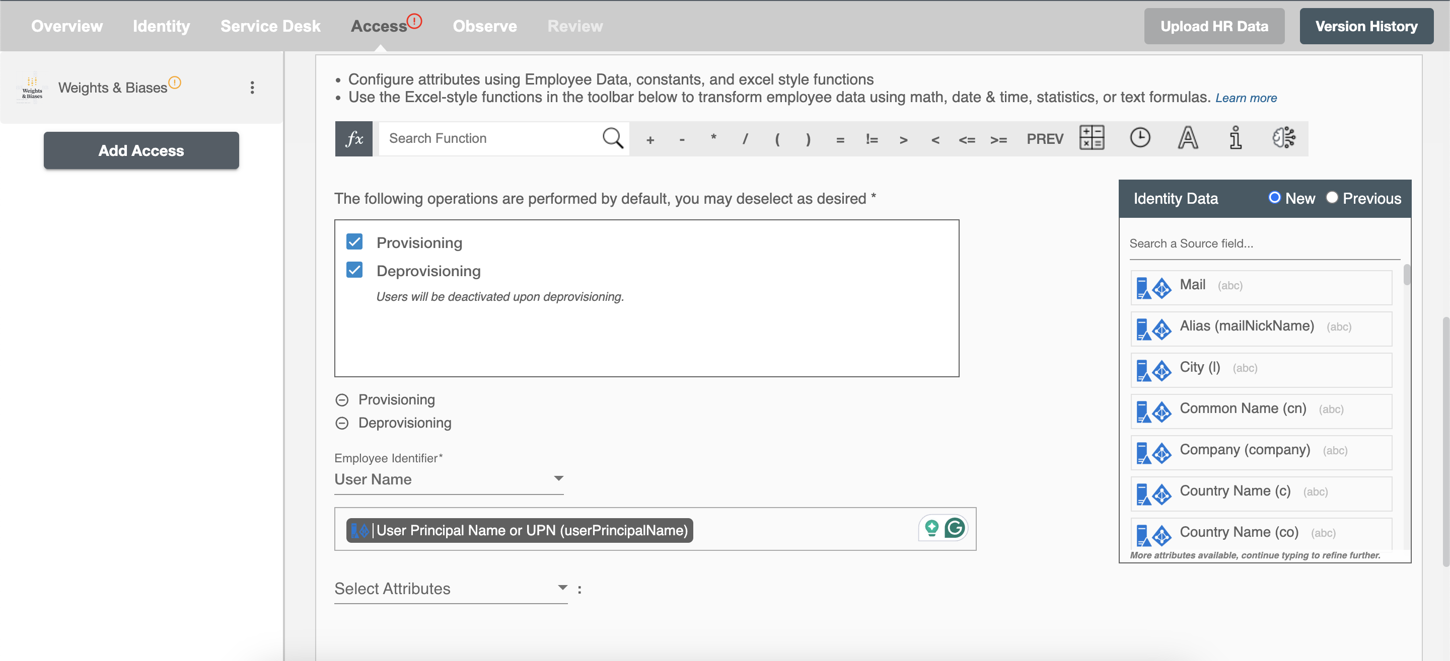 Weights & Biases Form Operations